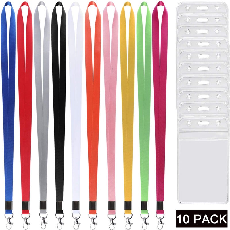 YOUOWO 10 Pack 10 Colors Lanyards with Vertical Badge Holders,Neck Office Coloured Lanyard,Contains White Lanyard - Image 5